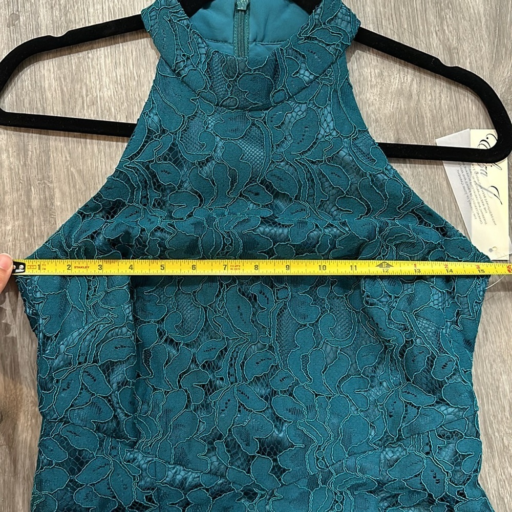 Eliza J Teal Green Blue Lace Formal Dress - Picture 8 of 11